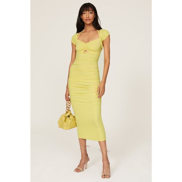 Jonathan Simkhai Yellow Layered Rib Midi Dress (M) *flaw - Picture 1 of 11